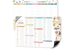 2 Pcs Baby First Food Checklist, Baby Led Weaning Supplies, Baby First Foods Tracker Fridge Magnet & Daily Food Log Meal Plan