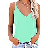 OMSJ Women's Spaghetti Strap Tank Tops V Neck Sleeveless Summer Loose Fit Shirts