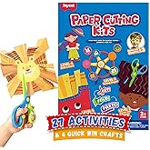 Toddler Scissor Skills Activity Book, 4 Progressive Levels to Learn Cutting for Kids Ages 3-6, 27 Fun Crafts with Child-Safe Scissors, Develop Fine Motor Skills, Ideal Christmas Gift & Arts and Crafts