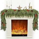 ESTABA 6FT Artificial Cedar Christmas Garland for Mantle Christmas Decorations Real Touch Realistic Greenery Faux Pine Garlands for Xmas Home Decoration Fake Winter Indoor Outdoor Garland Door Decor