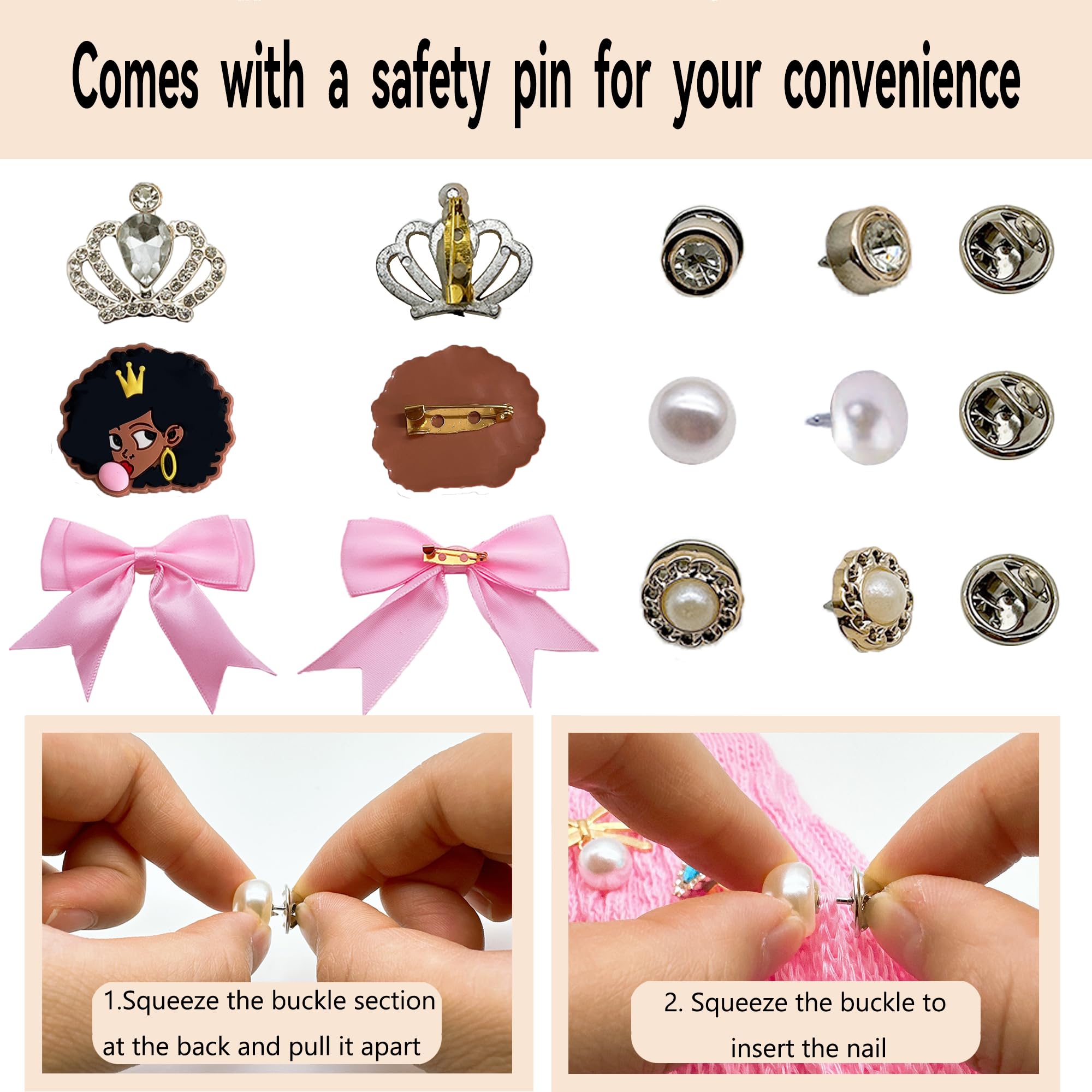 XHYMIA Charms for Socks Safety Pin, 55 Pcs Junk Socks Charms Brooches and Pins for Women Shoe Clothes Hat