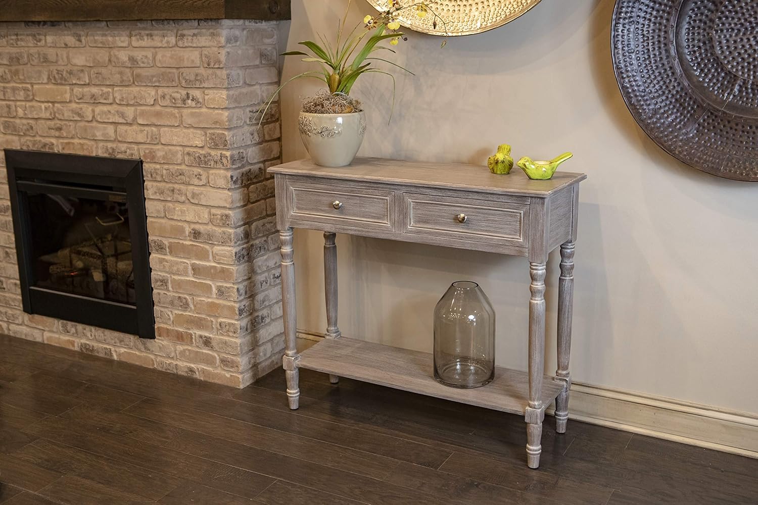 Decor Therapy Simplify Two Drawer Console table, Natural Wood: Furniture & Decor