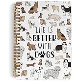 QLMX Dog Animal Spiral Notebook, Dog Journal Notebook, Dog Lover Gifts, Cute Dog Notebooks for School Work, Life Is Better with Dogs Office Supplies Gifts for Dog Owners Women Men, 5.5x8.3 Inch