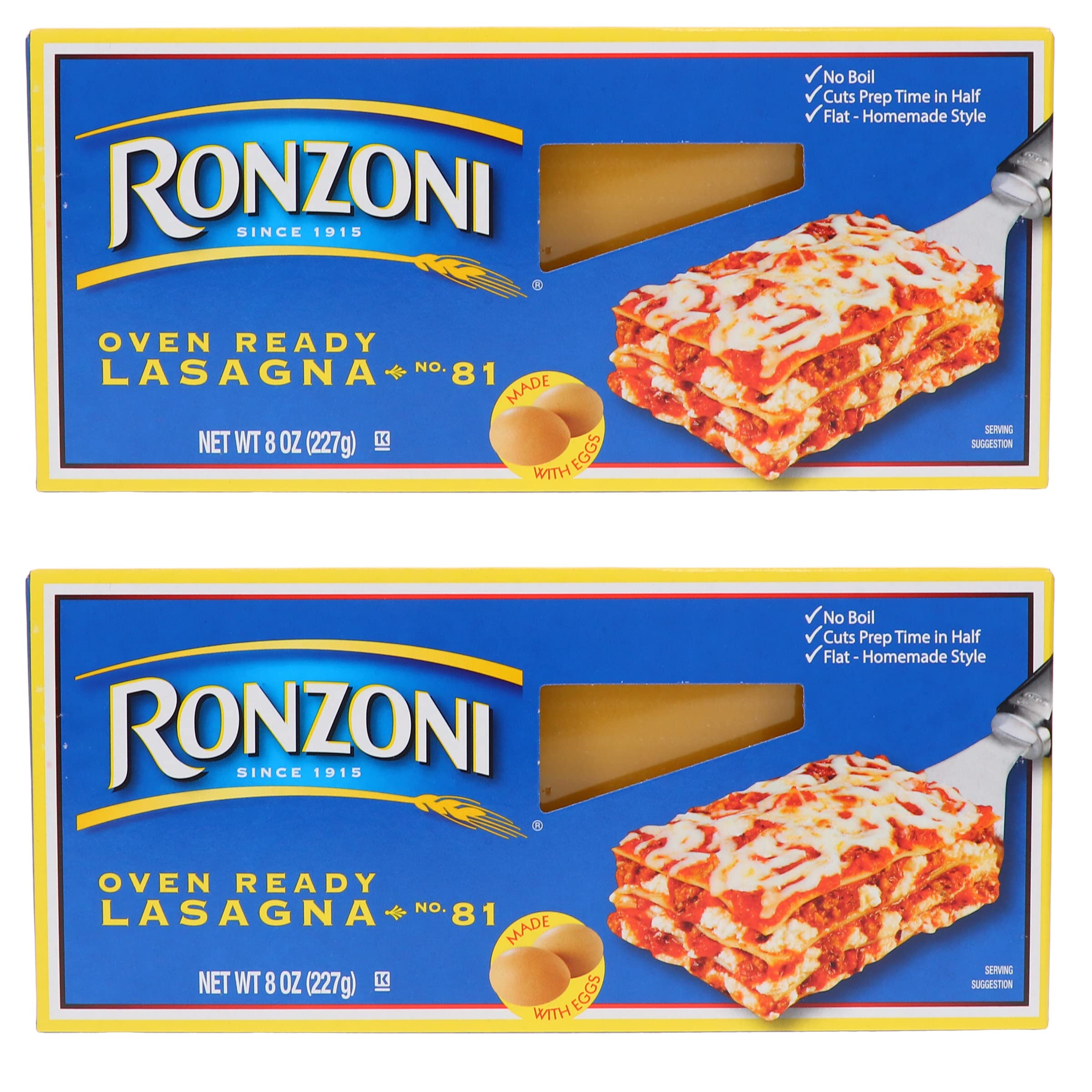 Photo 1 of Ronzoni Ronzoni No Boil Lasagna Pasta, 8 Oz, Pack of 2 -- EXP 2026