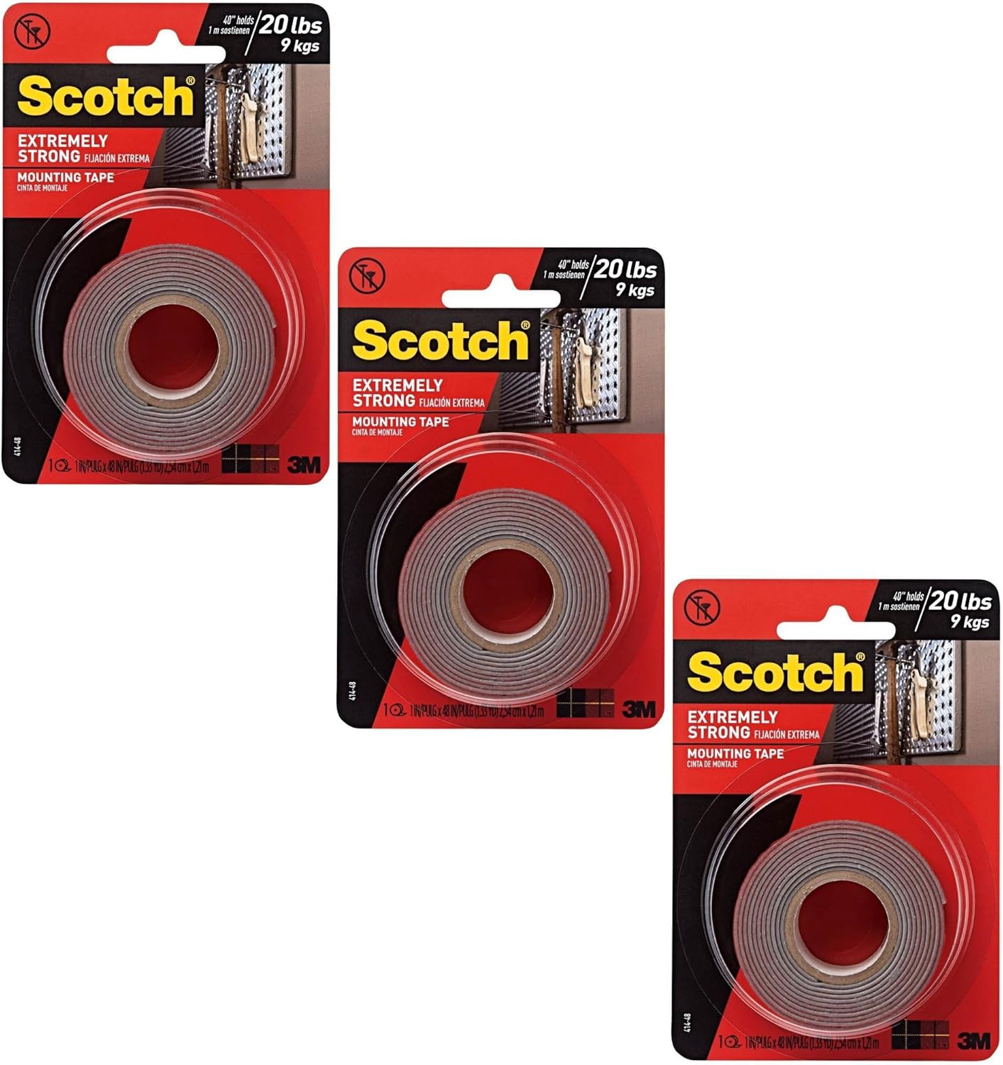 3M Scotch Extreme Mounting Tape, 1" by 60Inch, Black, 2