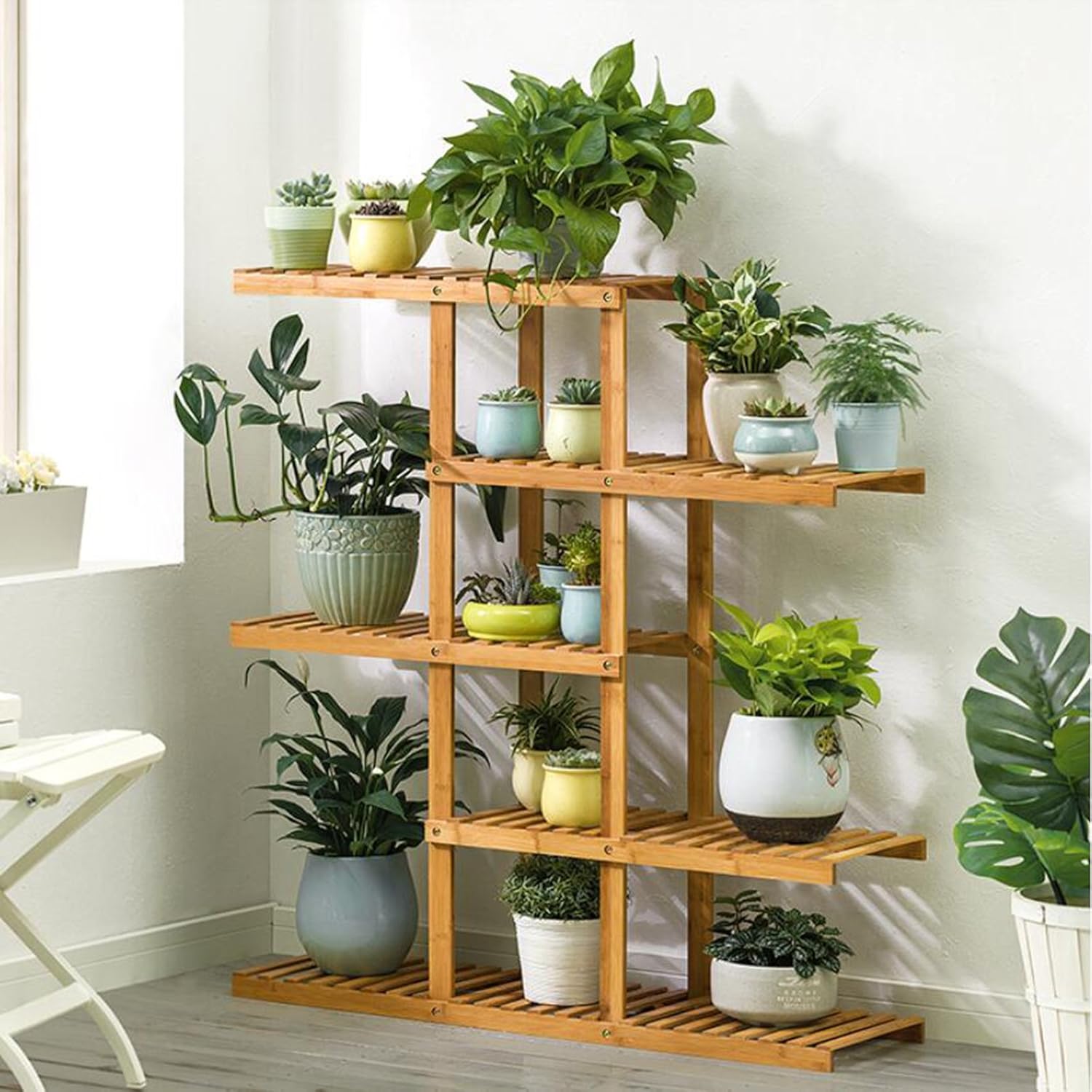 Wooden Flower Stands Plant Display Rack Choose 3 4 5 6 Shelf (6 Shelf