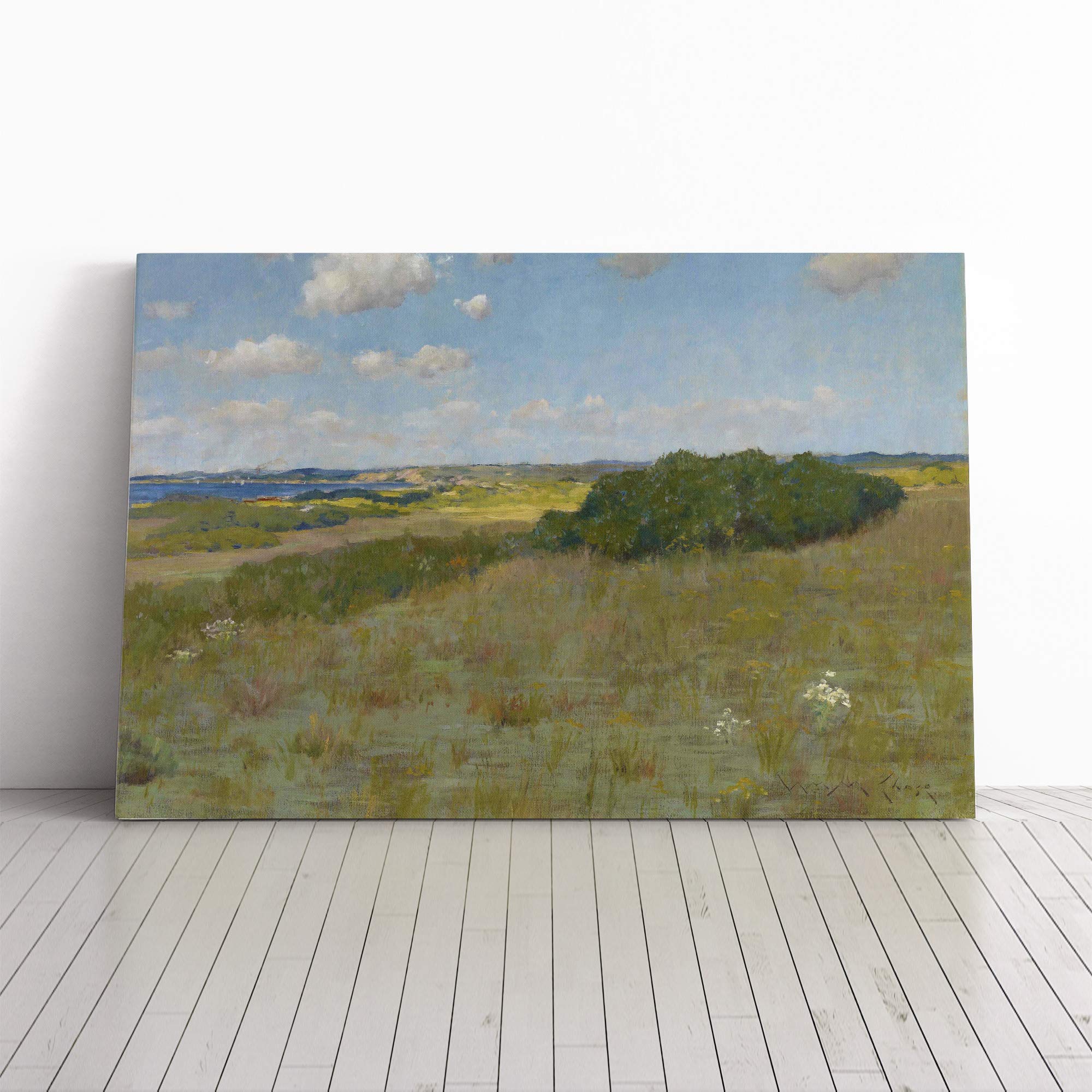 William Merritt Chase Sunlight and Shadow Shinnecock Hills Canvas Print | Gallery Wrapped 30mm Frame Wall Art | 20x14 inches | Ready to Hang | Modern Landscape Picture | Living Room Lounge Office