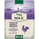 Nutro Max Large Breed Natural Dry Dog Food, Farm-Raised Chicken, 25 lb | Non-GMO, #1 ingredient farm-raised chicken, natural Glucosamine &amp; Chondroitin for joints, no corn, wheat, soy or by-product