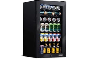 NewAir 126 Can Beverage Refrigerator, Glass Door Mini Fridge Drink Cooler for Beer, Soda, Wine – Compact Freestanding Fridge for Home, Bar, Kitchen, Office, Garage, Dorm Room, Man Cave, Drinks