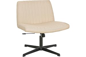 FDW Criss Cross Chair Armless Cross Legged Office Desk Chair Adjustable Swivel Ergonomic Desk Chair No Wheels U Shaped Backrest with Wide Seat Native Sponge Computer Task Vanity Chair for Home Office