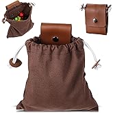 HJZHII Waxed Canvas Foraging Bag​​, Outdoor Foraging Bag for Hiking Collecting Mushroom Hunting Bags Leather Belt Pouch with Drawstring Foldable Canvas Belt Bags