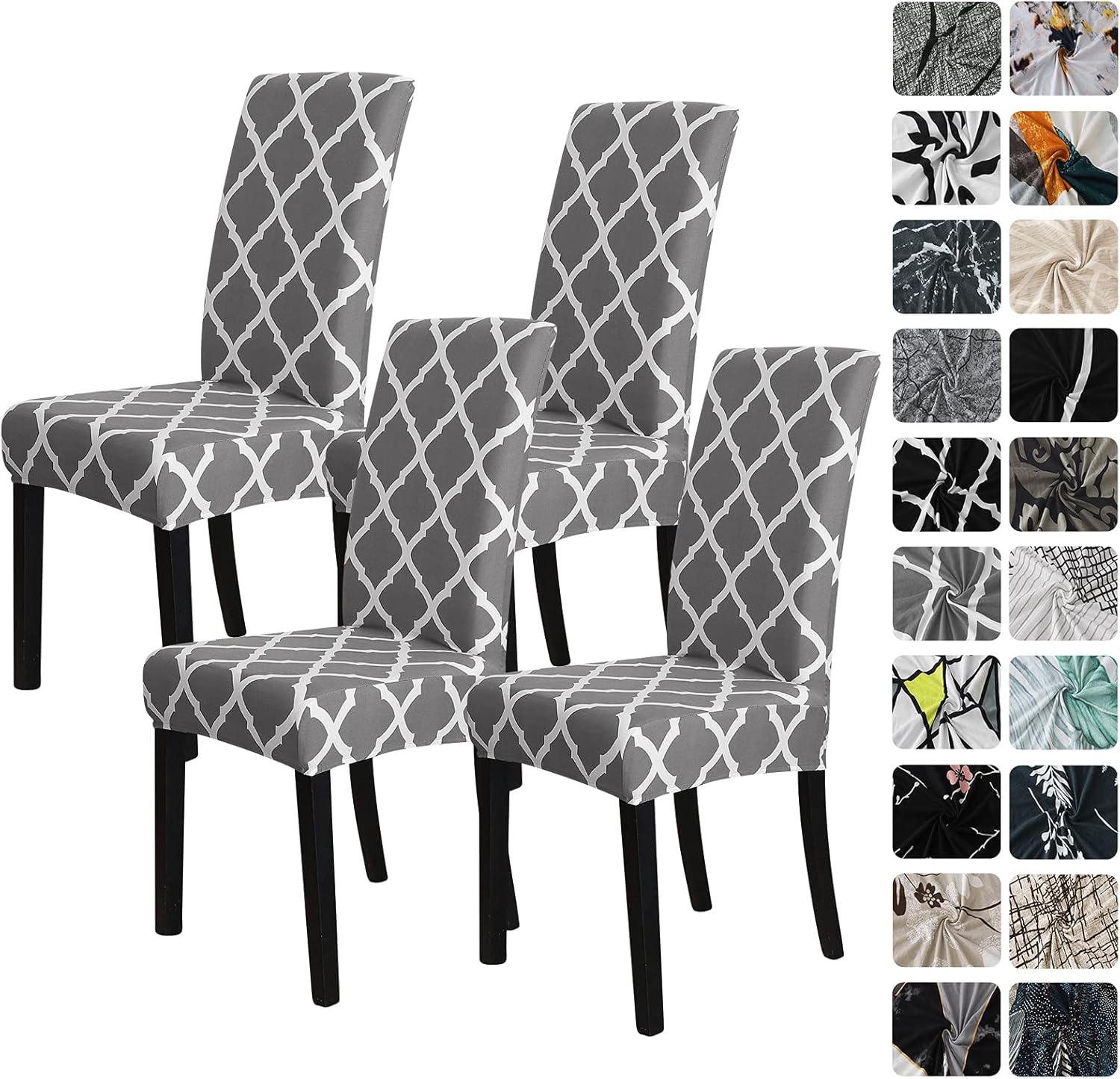 Slipcovers - FORCHEER Pattern Stretch Chair Covers for Dining Room Set of 4,Printed Stretchable Dining Chair Slipcover Washable Removable for Kitchen,Hotel,Restaurant,Ceremony Universal Size(4PCS,Geometry)