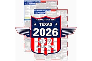 ZLODEPIP 2026 Texas State and Federal Labor Laws Poster – OSHA Compliant Laminated 24" x 36" English and Spanish Bundle 2 Pack Folded
