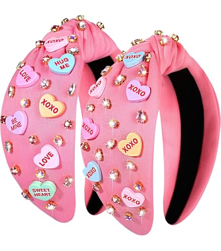 Amazon.com : Holiday Heart Candy Embellished Pink Headband  display picture 3