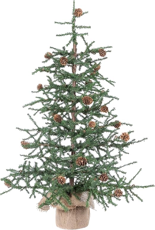 Amazon Com Vickerman 36 Carmel Pine Artificial Christmas Tree With Cones And Burlap Base Home Kitchen