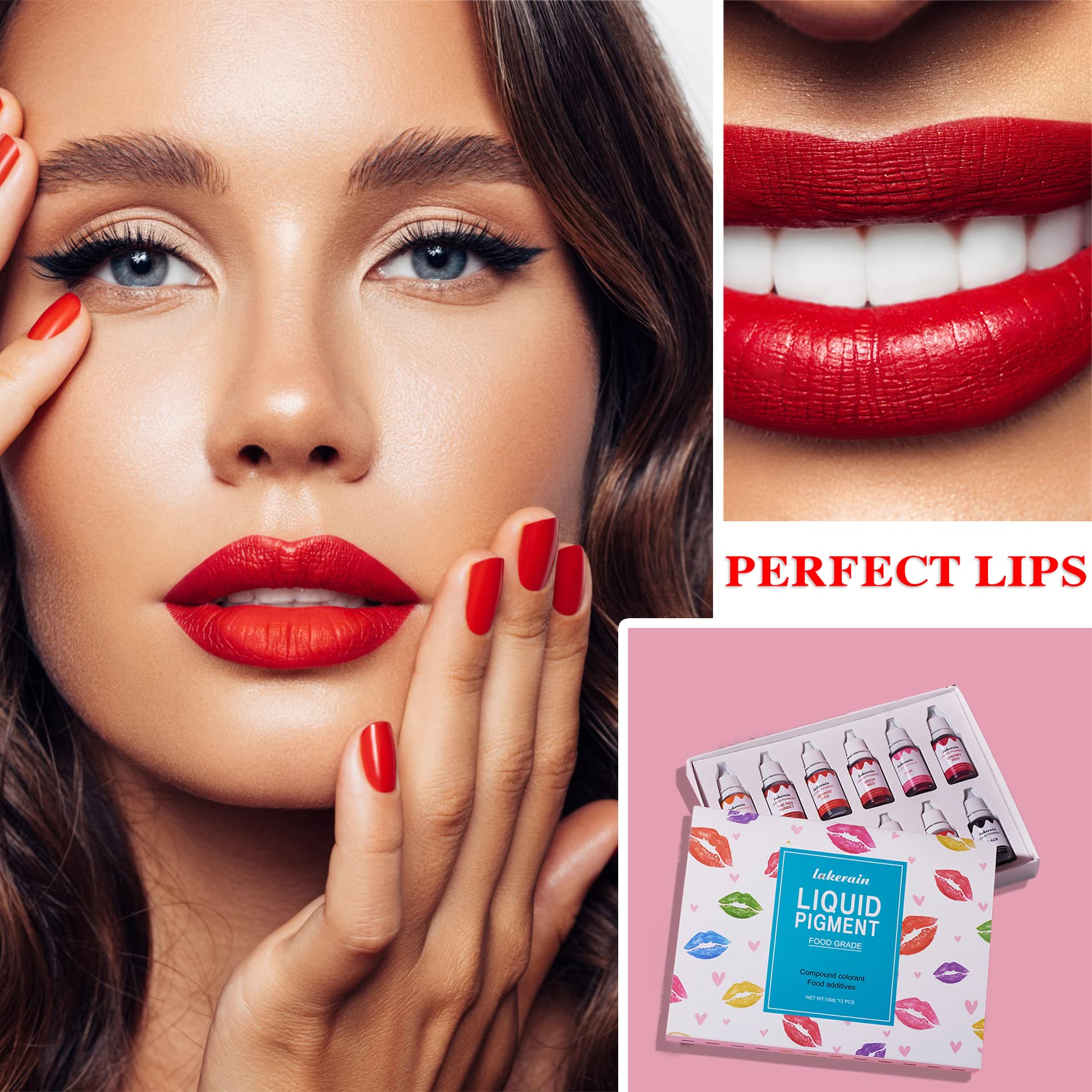 QIUFSSE 12 Colors DIY Lip Gloss Pigment Set，Liquid Pigment for Lip Gloss Natural Multifunctional High Color Rendering Red Warm Color Pigment for Lip Gloss Making-Set A