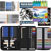 Kalour 76 Drawing Sketching Kit Set - Pro Art Supplies with Sketchbook & Watercolor Paper - Include Watercolor,Graphite,Color