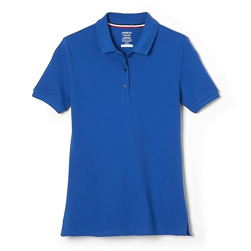 French Toast Women's Short Sleeve Stretch Pique Polo Shirt, Royal, Medium