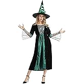 Zhitunemi Adult Witch Costume Women: Halloween Costumes Sorceress Dress Women Spider Wicked Witch Hat - Halloween Theme Party