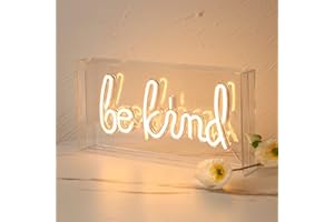 HELIWEY Be Kind Neon Letters Sign Be Kind Sign Neon Table Sign Hangable Neon Wall Signs for Girls Room Decor Home Bedroom, Pub, Hotel, Beach, Cocktail, Christmas Gift (Warm White-Be Kind)