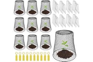 FCENDS 10 Pcs Chicken Wire Cloche Plant Protector Cover, Garden Cloches for Young Plants, Keeping Rabbit, Bird and Other Small Animals Out, Garden Stakes and Plant Labels Included