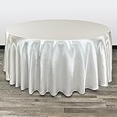 YOUR CHAIR COVERS - 132 inch Round Satin Tablecloth Ivory, Round Table Linens for 6 ft Banquet Tables