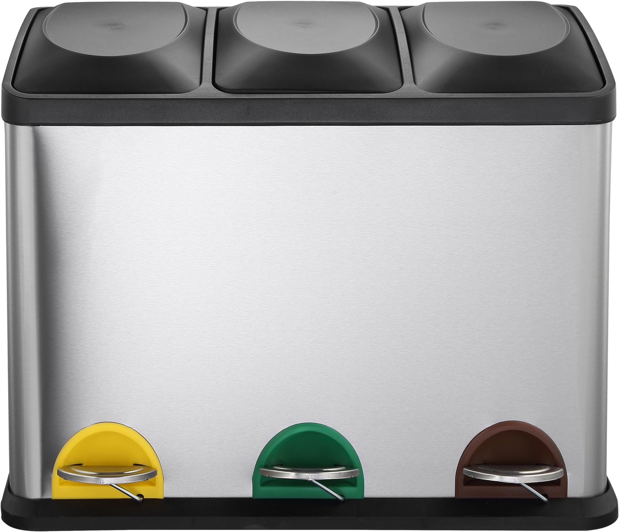 Kendan - Stainless Steel 45 Litre Pedal Recycle Dustbin Recycling Inner Compartment Section Waste Fingerprint Proof Kitchen Bin
