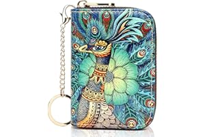 APHISON RFID Credit Card Holder Wallets for Women Leather Zipper Card Case for Ladies Keychain Wallet