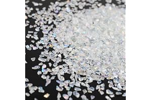 BONNY BOXX Irregular Crushed Glass Chips Sprinkles, 100g Metallic Chunky Glitter Stones for Nail Art, Resin Mold Filler, DIY Crafts, Vase Filler, Jewelry Making (Crystal AB)
