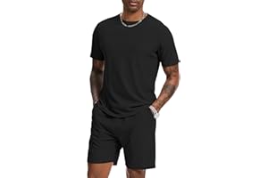 H Hellisal Mens Short Sets 2 Piece Outfits Fashion Summer Tracksuits Casual Set Short Sleeve and Shorts Set for Men