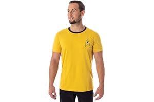 INTIMO Star Trek The Original Series Men's TOS Costume Uniform Short Sleeve Tee Shirt - Captain Kirk, Spock