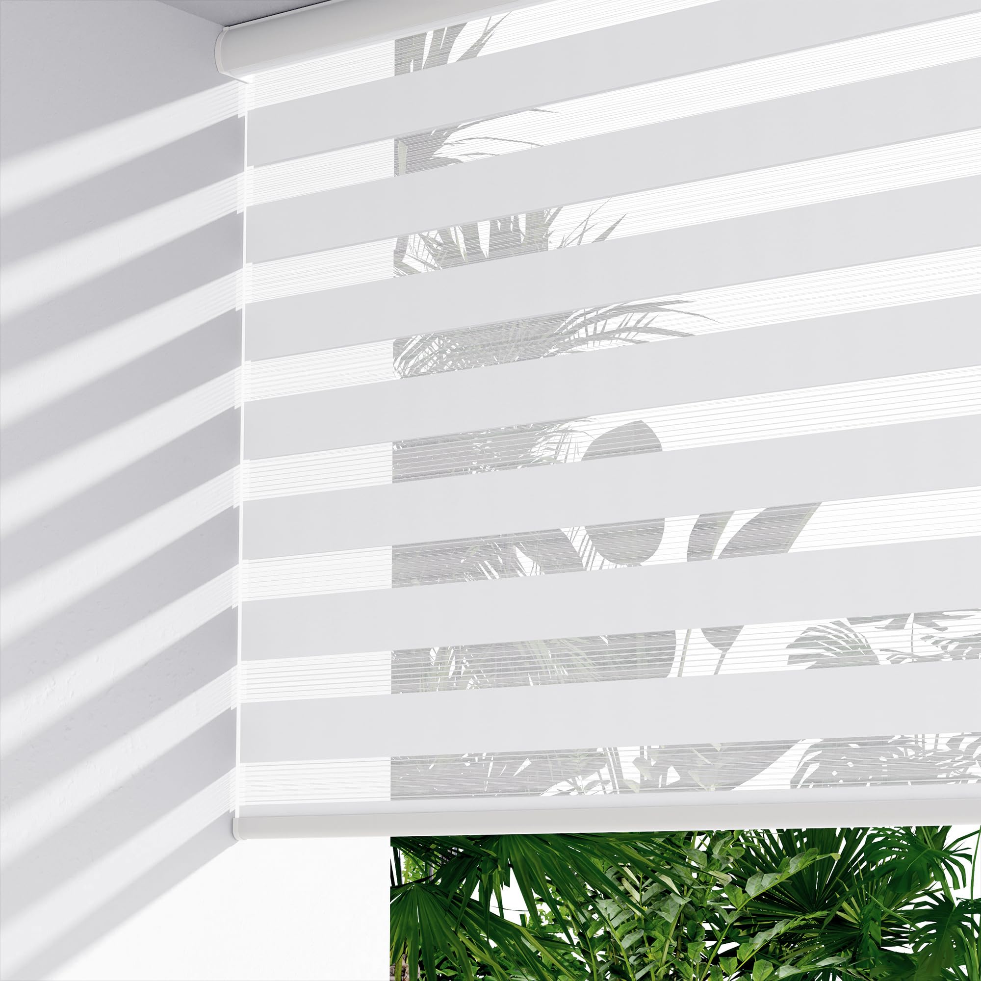 Photo 1 of **MAJOR DAMAGE**
LazBlinds Cordless Zebra Blinds for Windows, Free-Stop Roller Windows Shades with Cassette, Light Filtering Dual Layer Sheer Shades for Home and Office, 60" W x 72" H, White