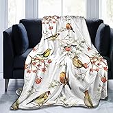 Forest Bird Spring Blanket, Soft Blankets Flannel Bed Throw Cozy Lightweight Plush Gifts for Kids Boys Girls Women Men Sofa Couch Bedroom Living Rooms Warm All Season, Home Decor, 60"x50"