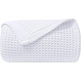 NesteriaHome 100% Cotton Blanket Waffle Weave White 405 GSM 90x108 Inches Soft Thermal Blanket King Size Lightweight, Breathable & Durable Summer Throw Blanket for Bed, Couches and Living Room