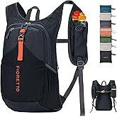 FIORETTO 15L Hiking Backpack for Women Men Mini Packable Backpack Lightweight Small Daypack for Camping Travel Outdoor, Black
