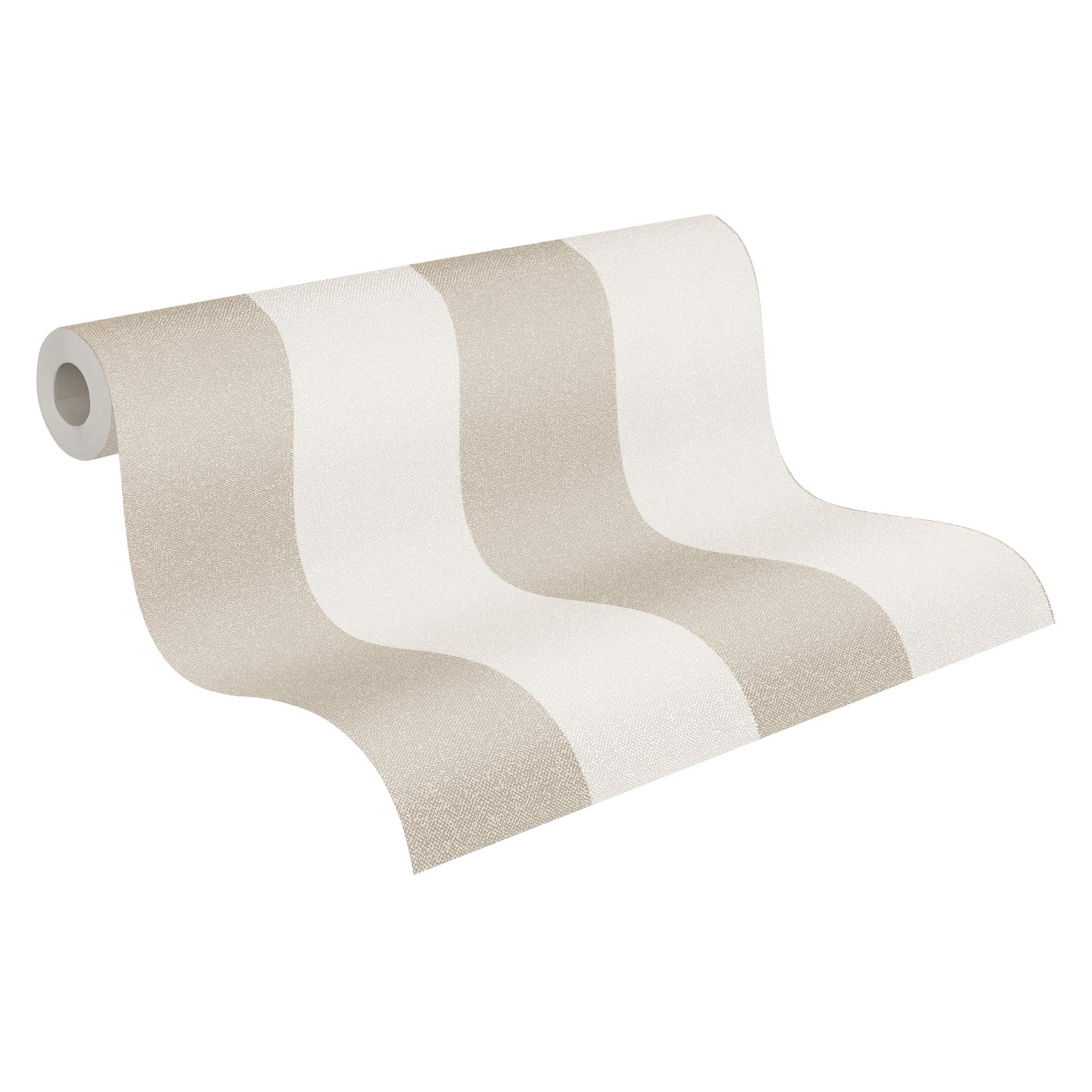 Striped Wallpaper New Elegance Non-Woven Wallpaper 10.05 m x 0.53 m Beige Creme Made in Germany by Livingwalls 375543 37554-3