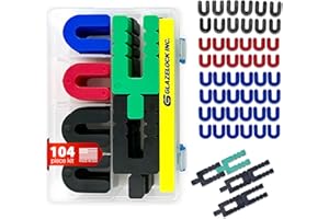 Glazelock 104-Piece Kit Plastic Horseshoe Shims for Leveling (1/4” to 1/32” Sizes) Stacking U Shape Tile Spacers to Level Windows, Floors, Toilet Shims, Doors – Indoor Outdoor Use - Made in USA