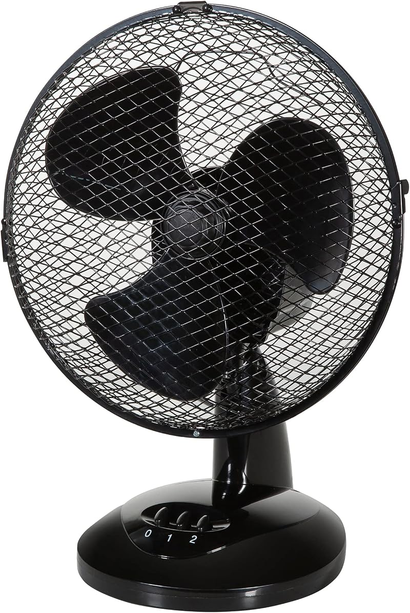 Zanussi 9 Inch Portable Desk Fan 2 Speeds 90° Oscillation Black