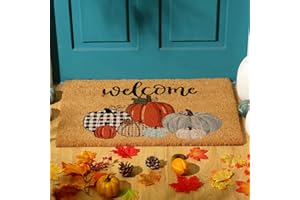 Ceenna Fall Thanksgiving Coir Doormat Pumpkin Welcome Doormats Autumn Non Slip Floor Mats Thanksgiving Fall Indoor Entrance Door Mat Porch Front Decor, 16 x 28 Inch