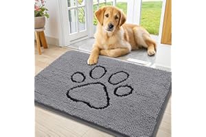 smiry Indoor Door Mat, 20" x 30" Absorbent Dirt Trapper Non Slip Front Door Mat Indoor, Quick Dry Washable Chenille Mat, Floo
