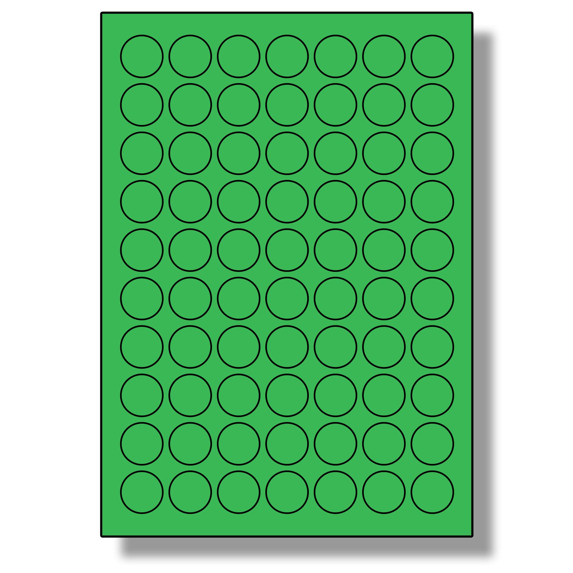Label Planet® 70 Per Page/Sheet, 5 Sheets (350 GREEN ROUND Sticky Labels), Matt Permanent A4 Circular Coloured Pricing Stickers, Laser/Inkjet Printer, LP70/25RC, 25MM ⌀ Circles, Dots For Colour Coding