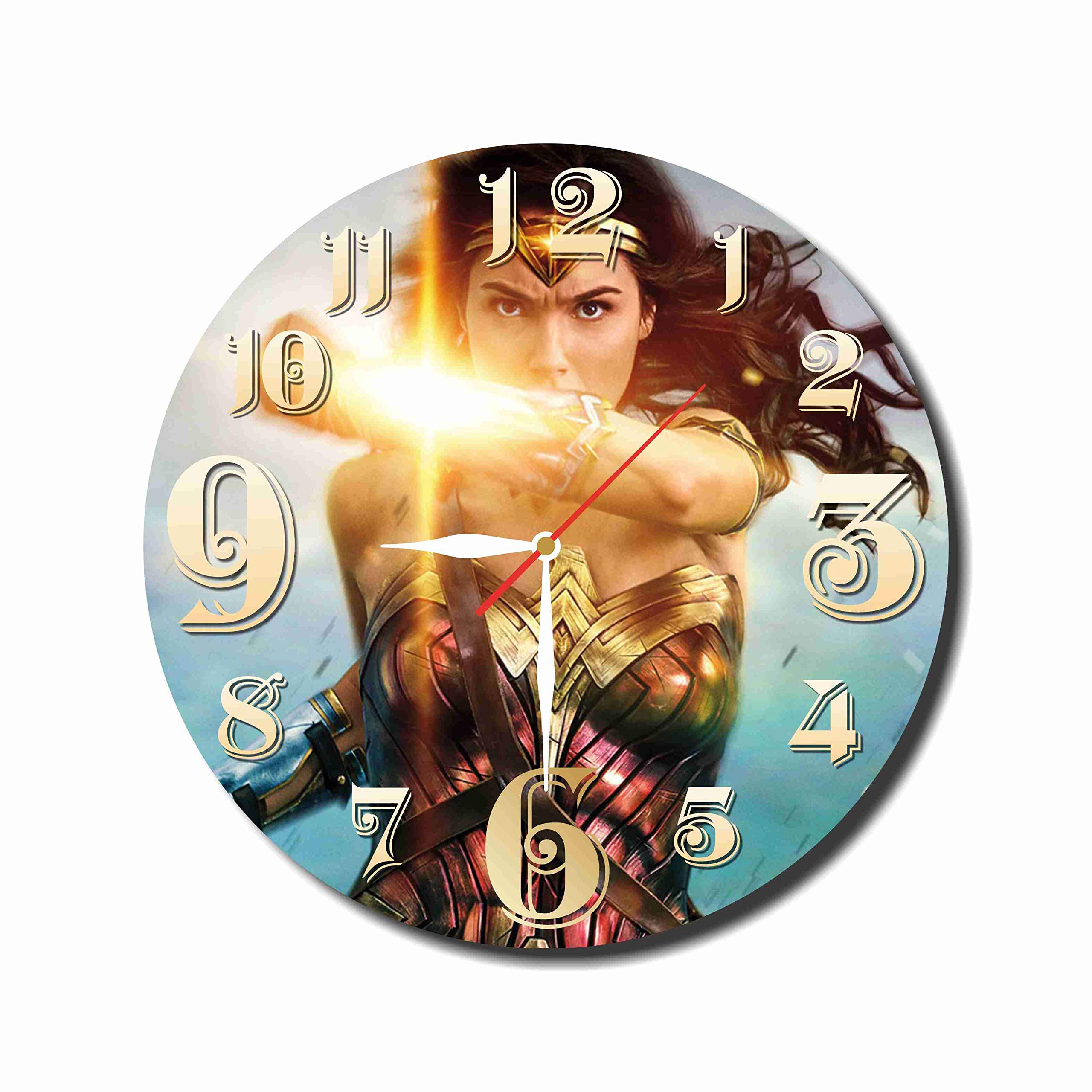 Art Time Design Studio Wonder Woman Wall Clock Quiet Sweep Movement Decorative Battery Operated 11
