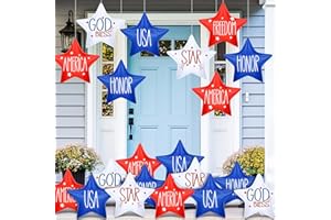 Vertintong 18 Pcs 4th of July Inflatable Outdoor Star Decoration Patriotic Balloon Hanging Decor 9.84'' Red White Blue USA Independence Day Ornament Indoor Outdoor Yard Garden Veterans Memorial Day