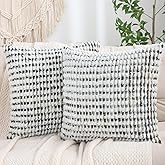 LUOYEHK Boho Throw Pillow Covers 18x18 Inch Set of 2 Farmhouse Neutral Pillow Covers Chenille Tufted Pillowcase for Couch Sofa Bed Living Room, Green White