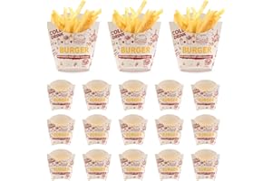 HIYOO 100pcs French Fries Holder Charcuterie Cups, Disposable Paperboard French Fries Containers Cups Snack Bags, French Fry Box for Wedding Birthday Carnival Individual Party Events Takeout