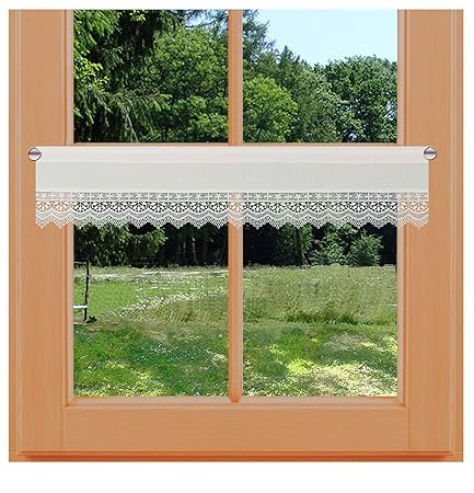 Scheibengardinen von kollektion.MT Landhausgardine Inkas (Lieferbar in 3 Höhen) mit Stickereikante aus Plauener Spitze & Stan