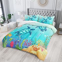 XYNHML Turtle Comforter Set Twin Ocean Watercolor