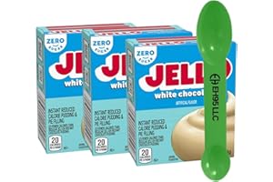 EH95 LLC (Pack of 3) Jello White Chocolate Sugar Free Instant Pudding and Pie Filling Mix 1 oz - 2 in 1 Measuring Spoon Included