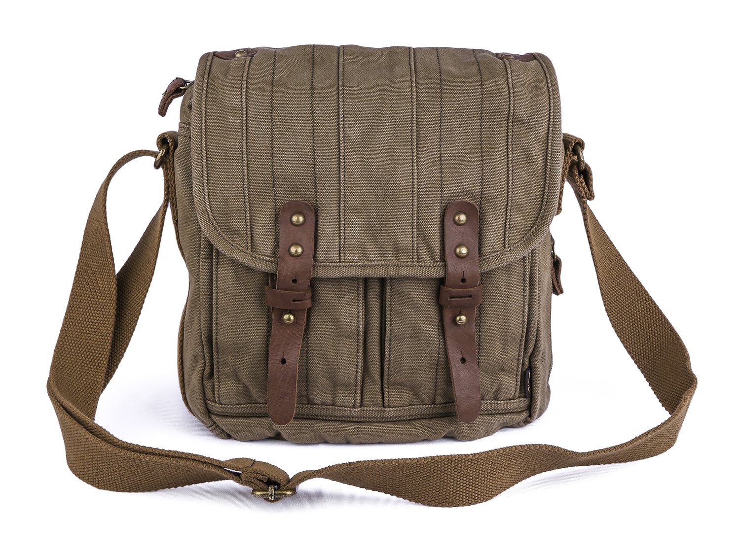 GOOTIUM Vintage Canvas Shoulder Bag Men’s Messenger Bag Cross Body Satchel, Army Green