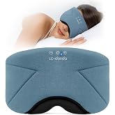 Sleep Mask with Headphones Bluetooth 5.4, LC-dolida Soft Bamboo Cotton Wireless Bluetooth Sleep Mask, Music Sleeping Headphones Breathable, Ultra-Thin Stereo Speaker for Side Sleepers - Ash Blue